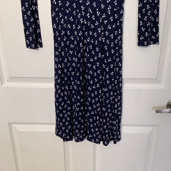 Urban Outfitters Women’s Small Navy Blue White Midi V-neck Dress Pockets Viscose - Picture 7 of 13